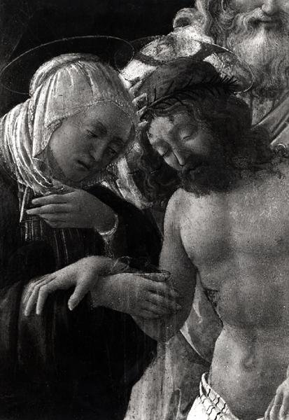 Pohřeb, detail Panny Marie a Krista od Fra Filippo Lippi