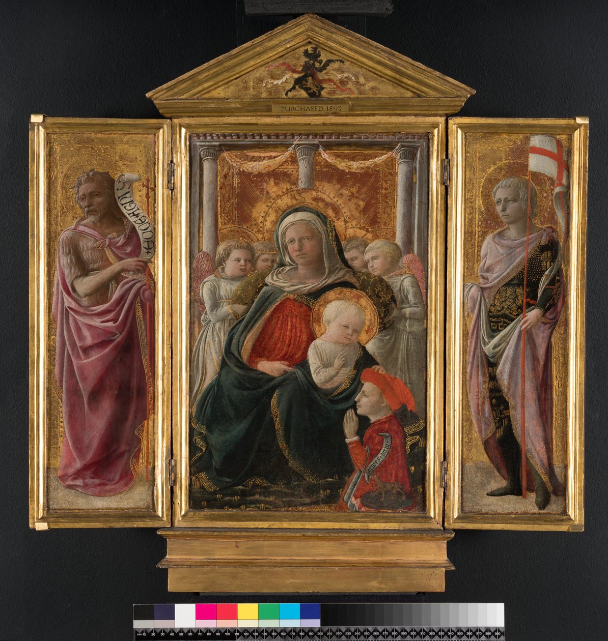 Triptych: Madona s dítětem se sv. Janem Křtitelem a sv. Jiří, kolem roku 1437 (panel) od Fra Filippo Lippi