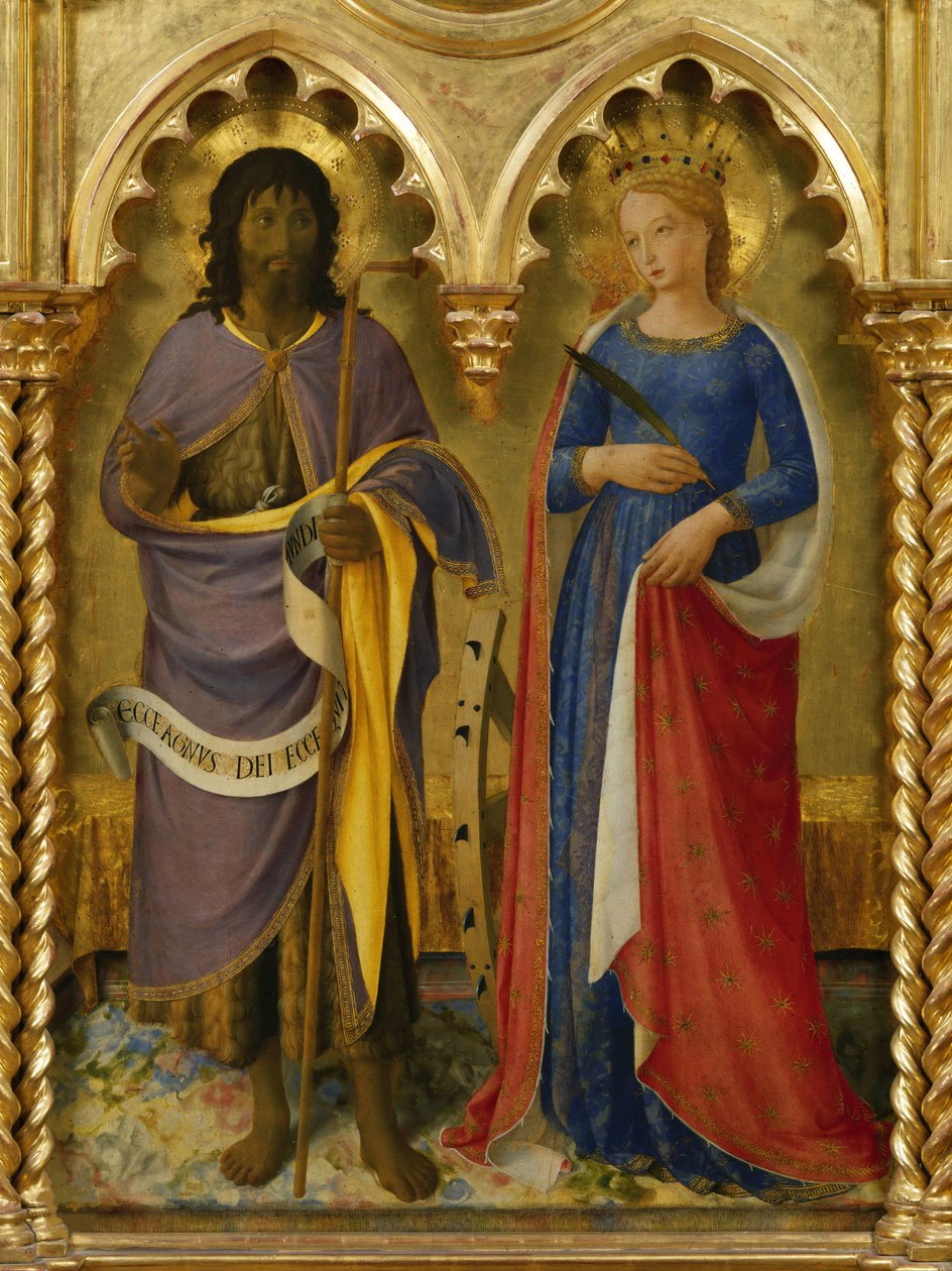 Svatý Jan Křtitel a svatá Kateřina Alexandrijská Z perugského oltáře, cca 1437. od Fra Giovanni Angelico da Fiesole