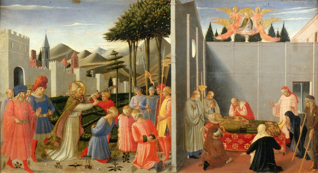 Svatý Mikuláš osvobodí nevinného muže odsouzeného k smrti z perugského oltáře, asi 1437. od Fra Giovanni Angelico da Fiesole