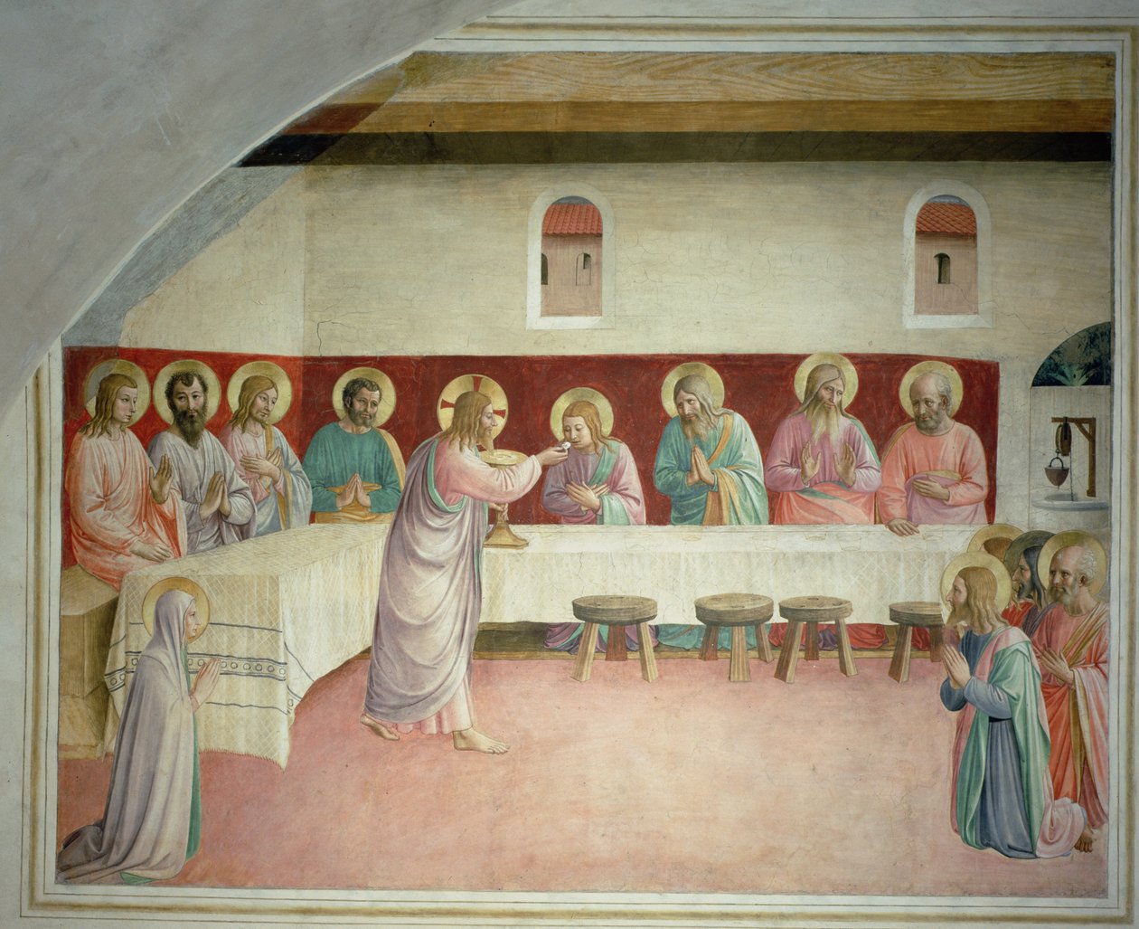 Svaté přijímání a poslední večeře od Fra Giovanni Angelico da Fiesole