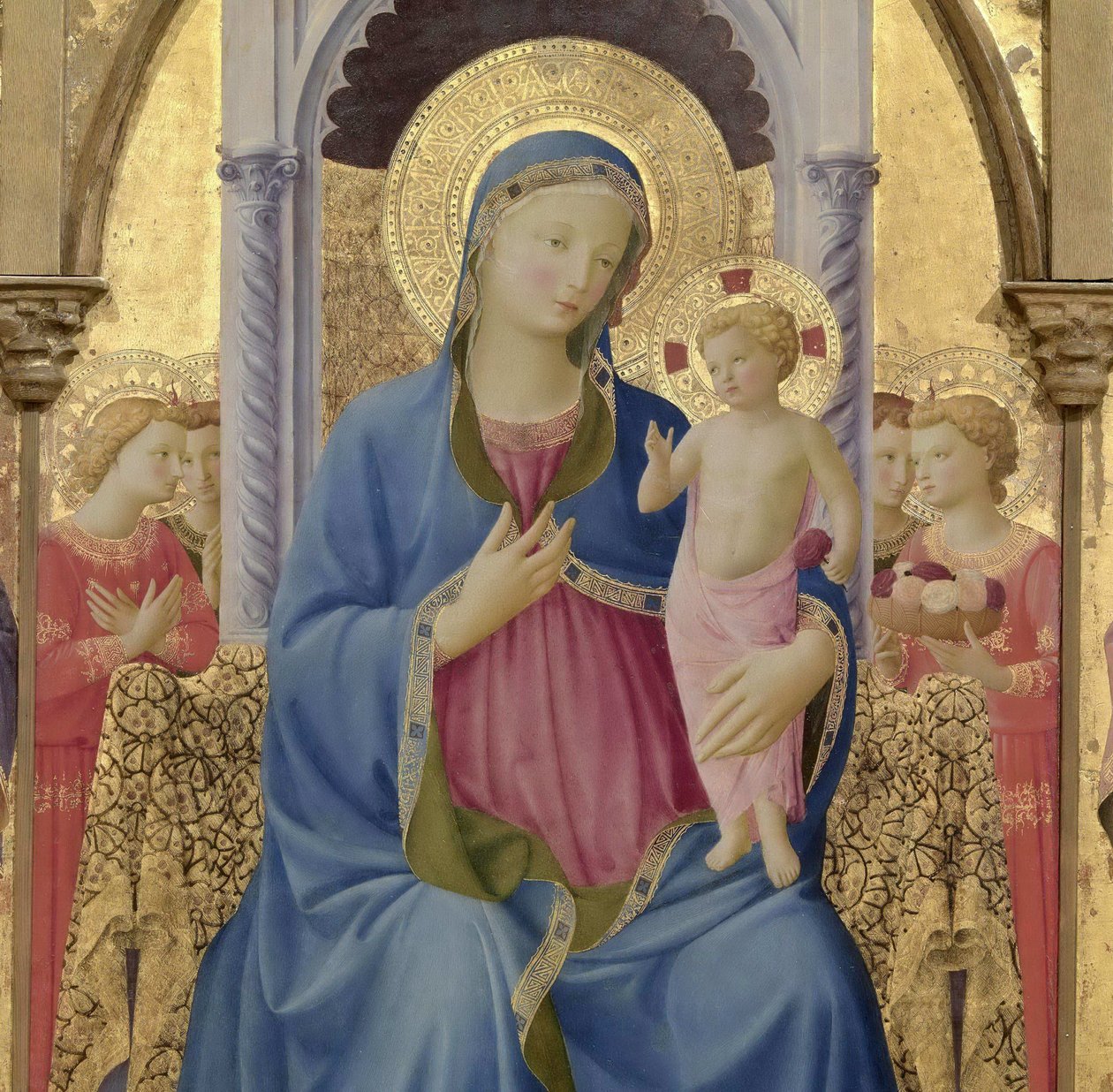 Panna a dítě. Cortona Polyptych Detail centrálního panelu, cca 1437. od Fra Giovanni Angelico da Fiesole