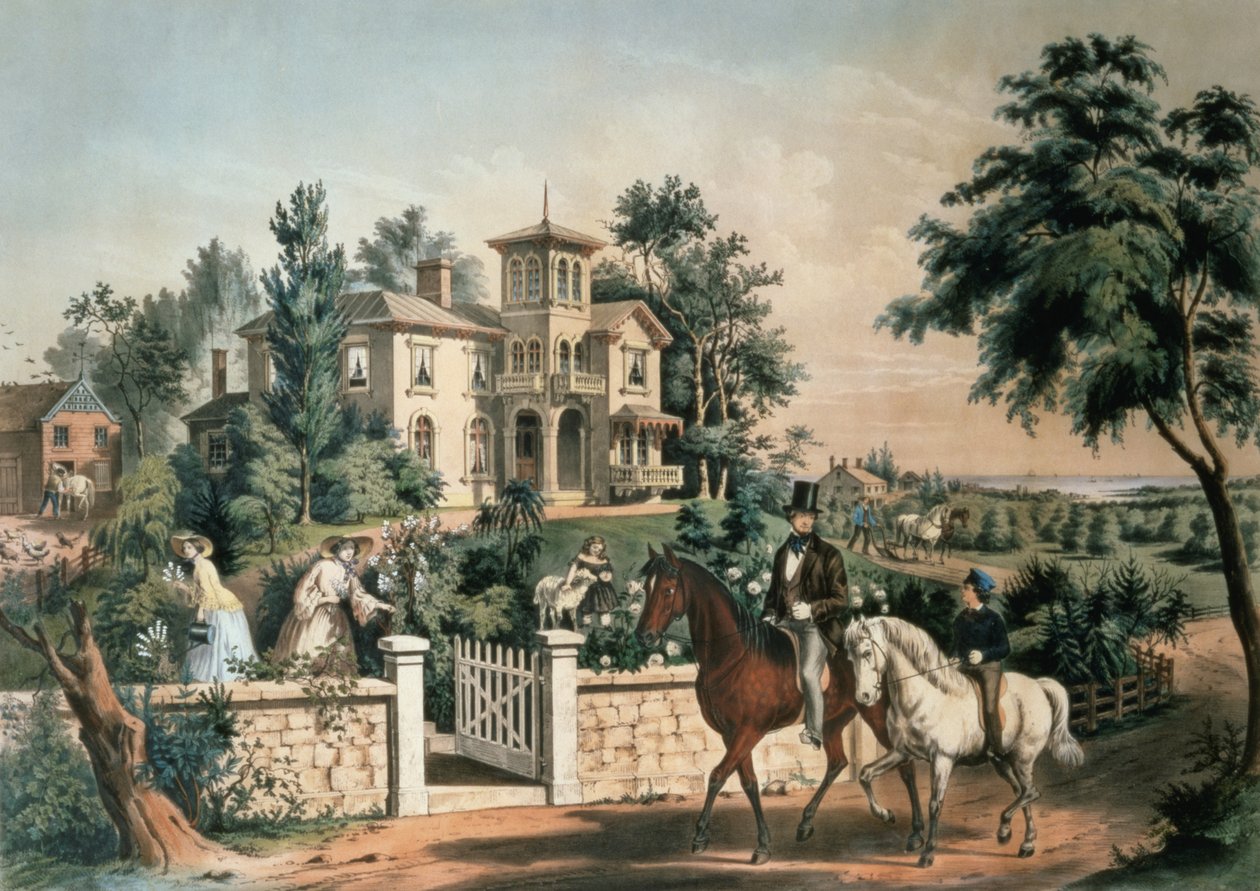 American Country Life, vyryl Nathaniel Currier (1813-88) pub. Currier a Ives, New York, 1855 od Frances Flora Bond Palmer