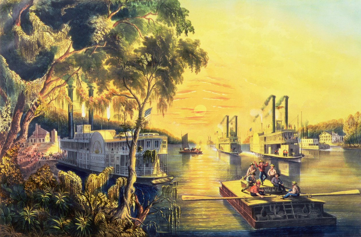 The Mississippi in the Time of Peace, vyd. Currier and Ives, New York, 1865 (viz 87963) od Frances Flora Bond Palmer