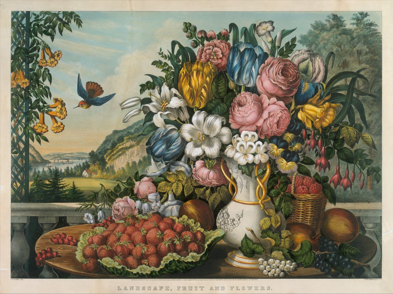 Krajina, ovoce a květiny, 1862 od Frances Flora Bond Palmer