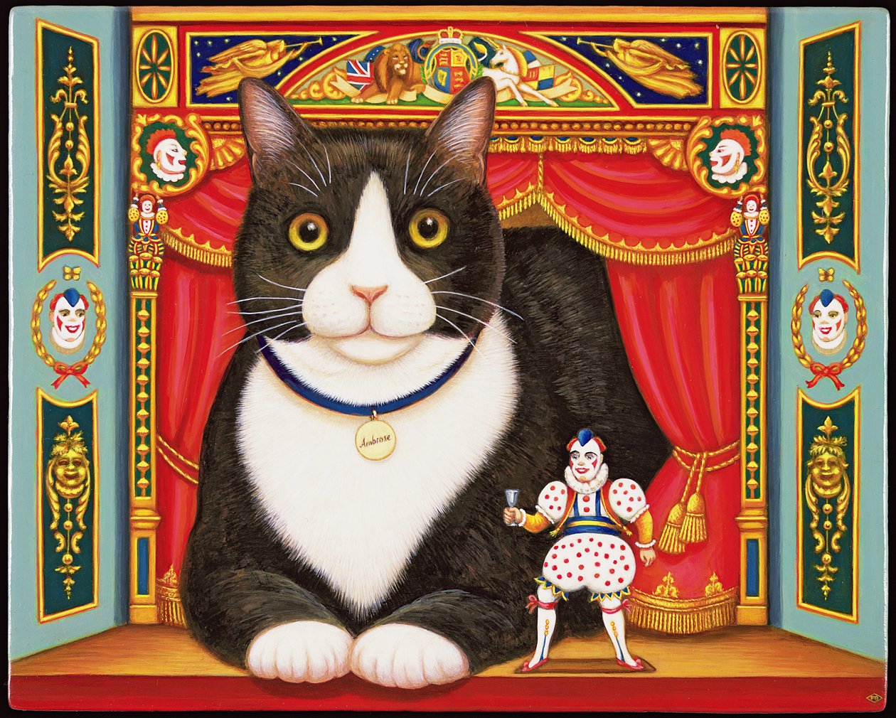 Ambrož divadelní kocour, 2007 (olej a tempera na panelu) od Frances Broomfield