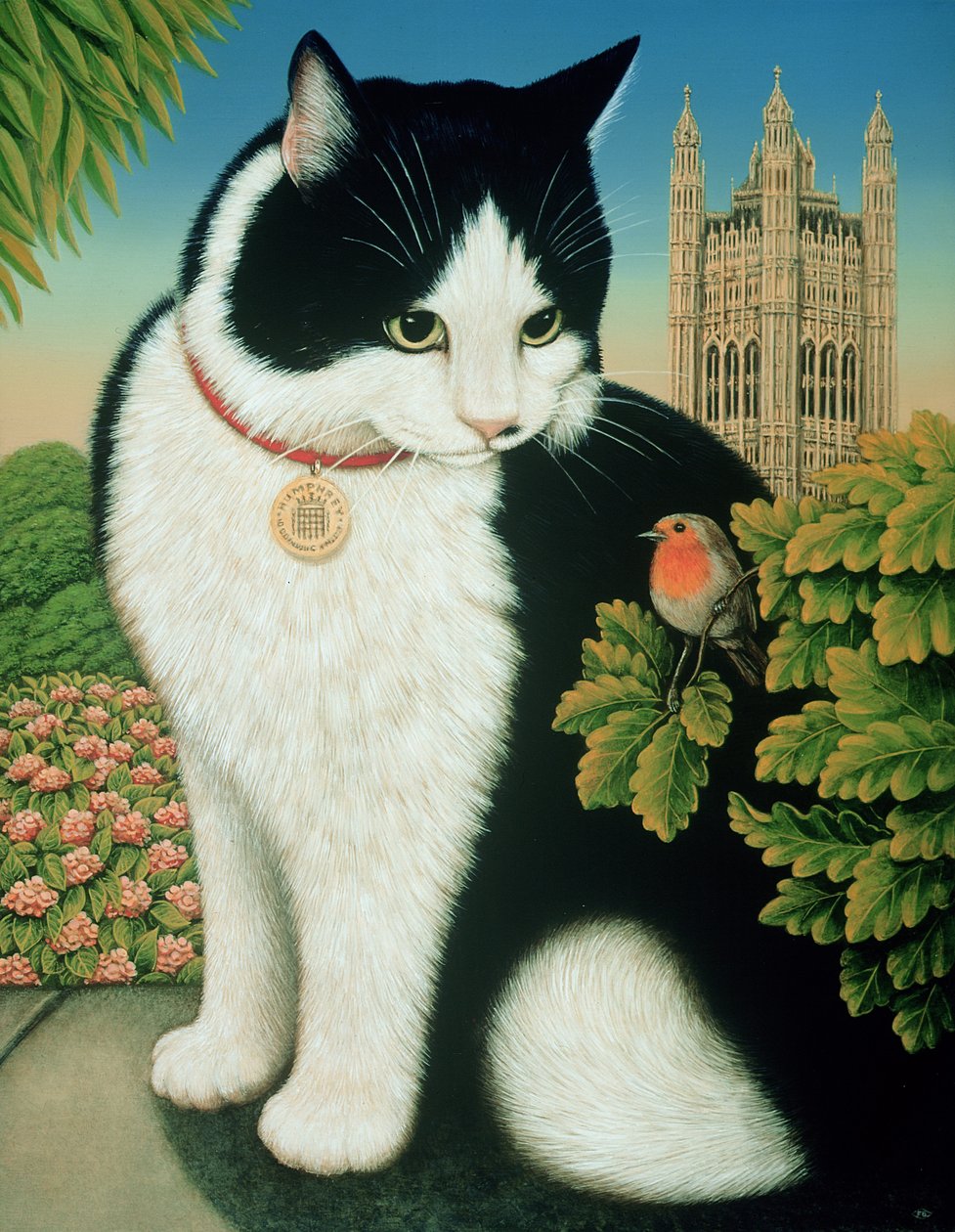 Humphrey, Downing Street Cat, 1995 (olej a tempera na panelu) od Frances Broomfield