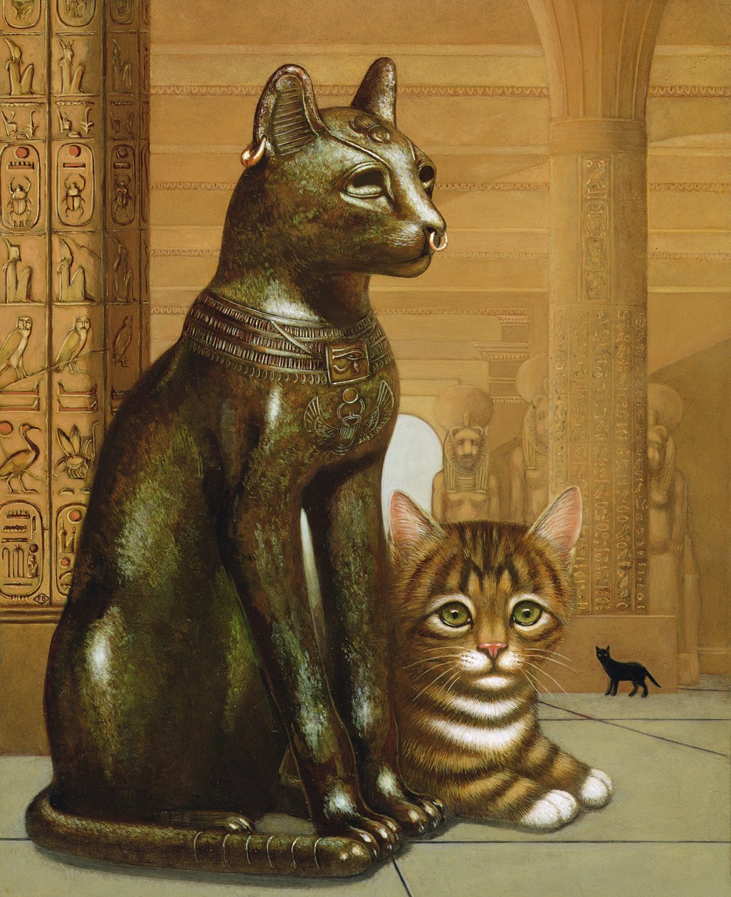 Mike the British Museum Kitten, 1995 (olej a tempera na panelu) od Frances Broomfield