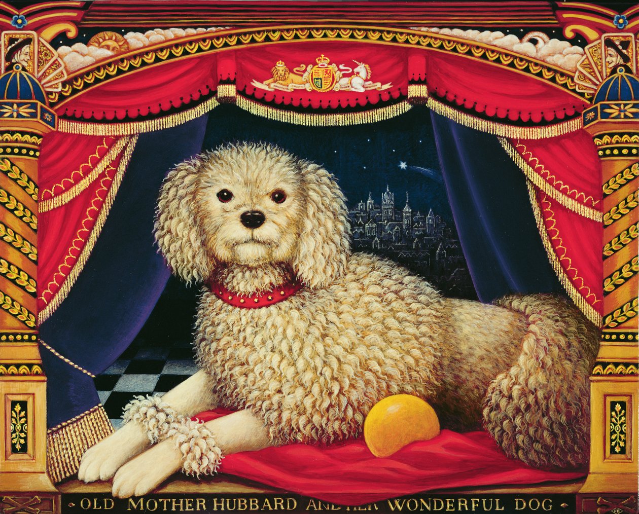 Báječný pes staré matky Hubbardové, 1998 (olej a tempera na panelu) od Frances Broomfield