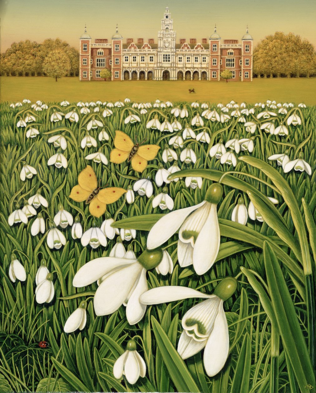 Snowdrop Day, Hatfield House, 1999 (olej a tempera na poli) od Frances Broomfield