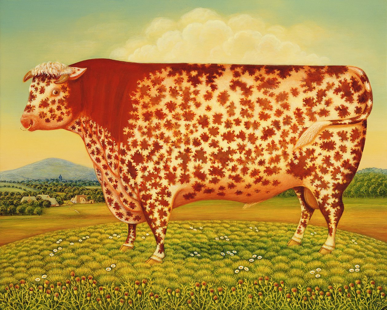 Velký býk, 1998 (olej a tempera na panelu) od Frances Broomfield