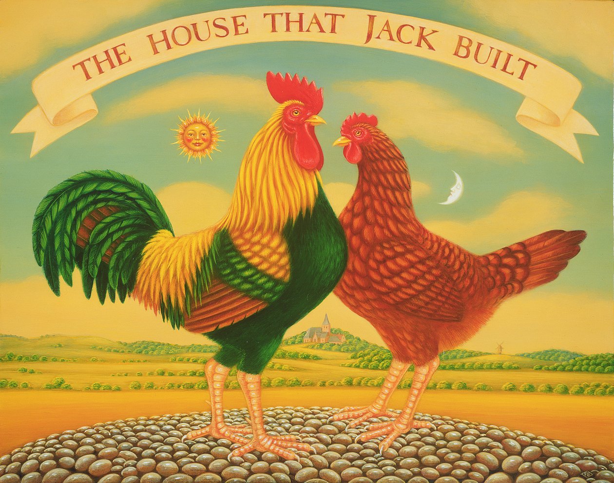Dům, který postavil Jack, 1996 (olej a tempera na panelu) od Frances Broomfield