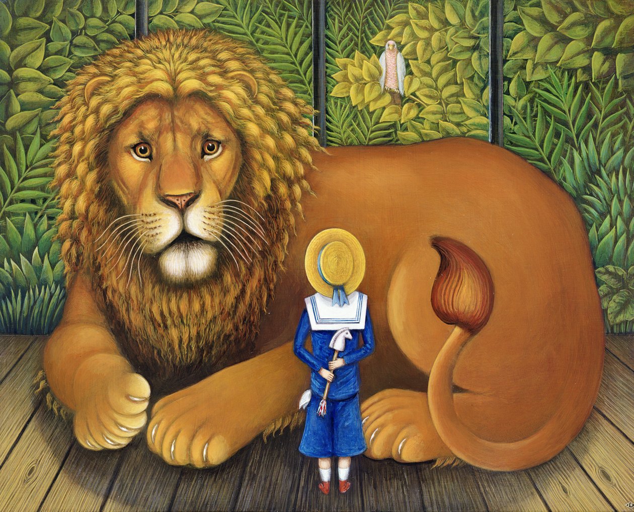 Lev a Albert, 2001 (olej a tempera na panelu) od Frances Broomfield
