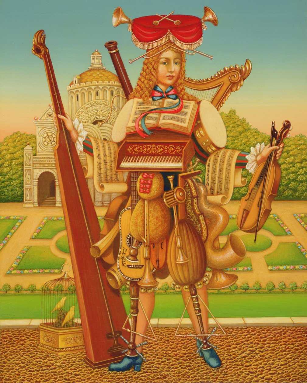 The Musicians Garden, 1997 (olej a tempera na panelu) od Frances Broomfield