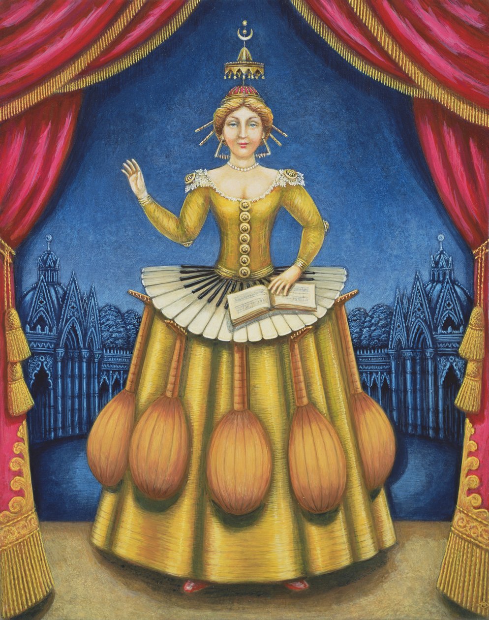 The Musicians Wife, 2002 (olej a tempera na panelu) od Frances Broomfield