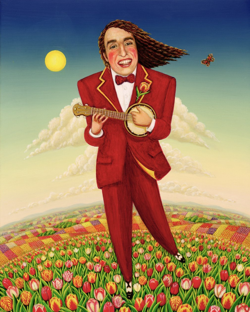Tiptoe Through the Tulips, 2000 (olej a tempera na panelu) od Frances Broomfield