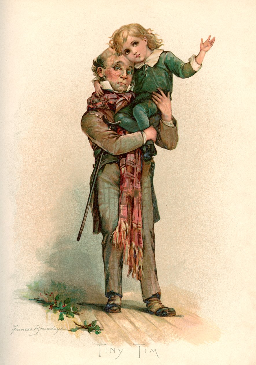 Bob Cratchit nesoucí Tiny Tim od Frances Brundage
