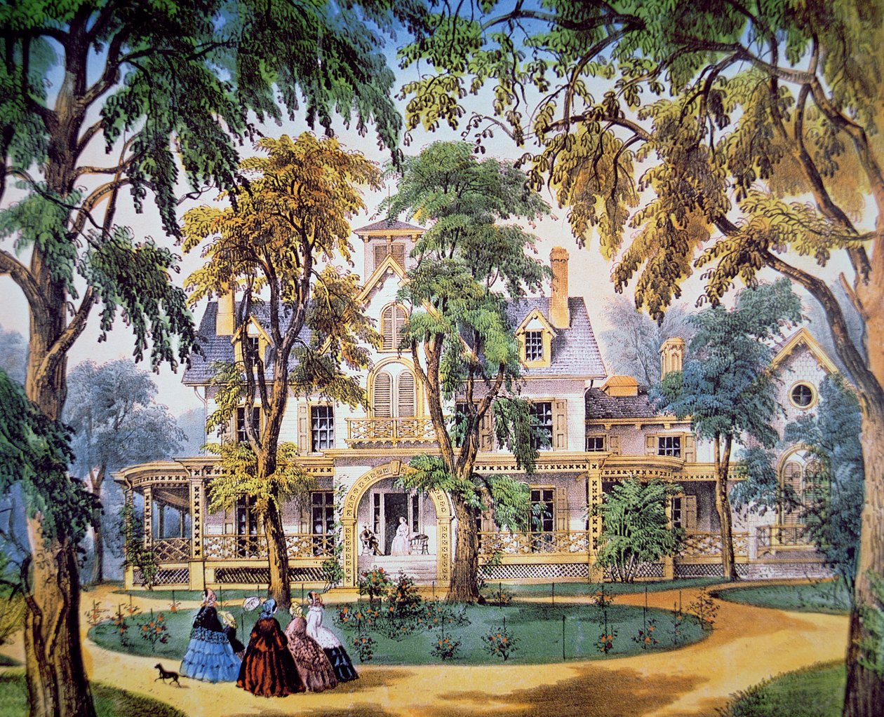 Dům plantážníka, kolem roku 1858 (barva lito) od Frances Flora Bond (c.1812 76) Palmer