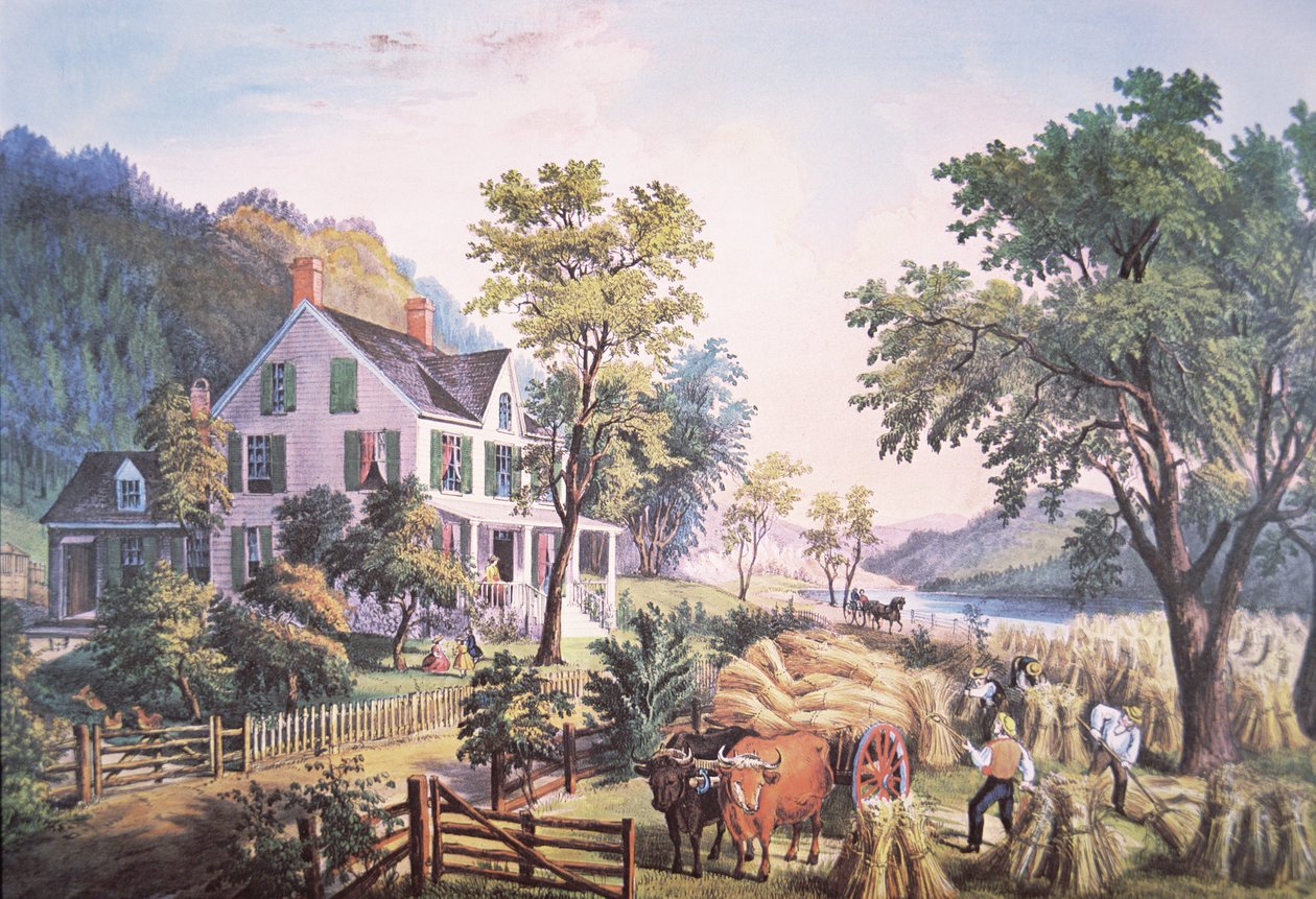 Americká farmářská scéna od Frances Flora Bond (c.1812 76) Palmer