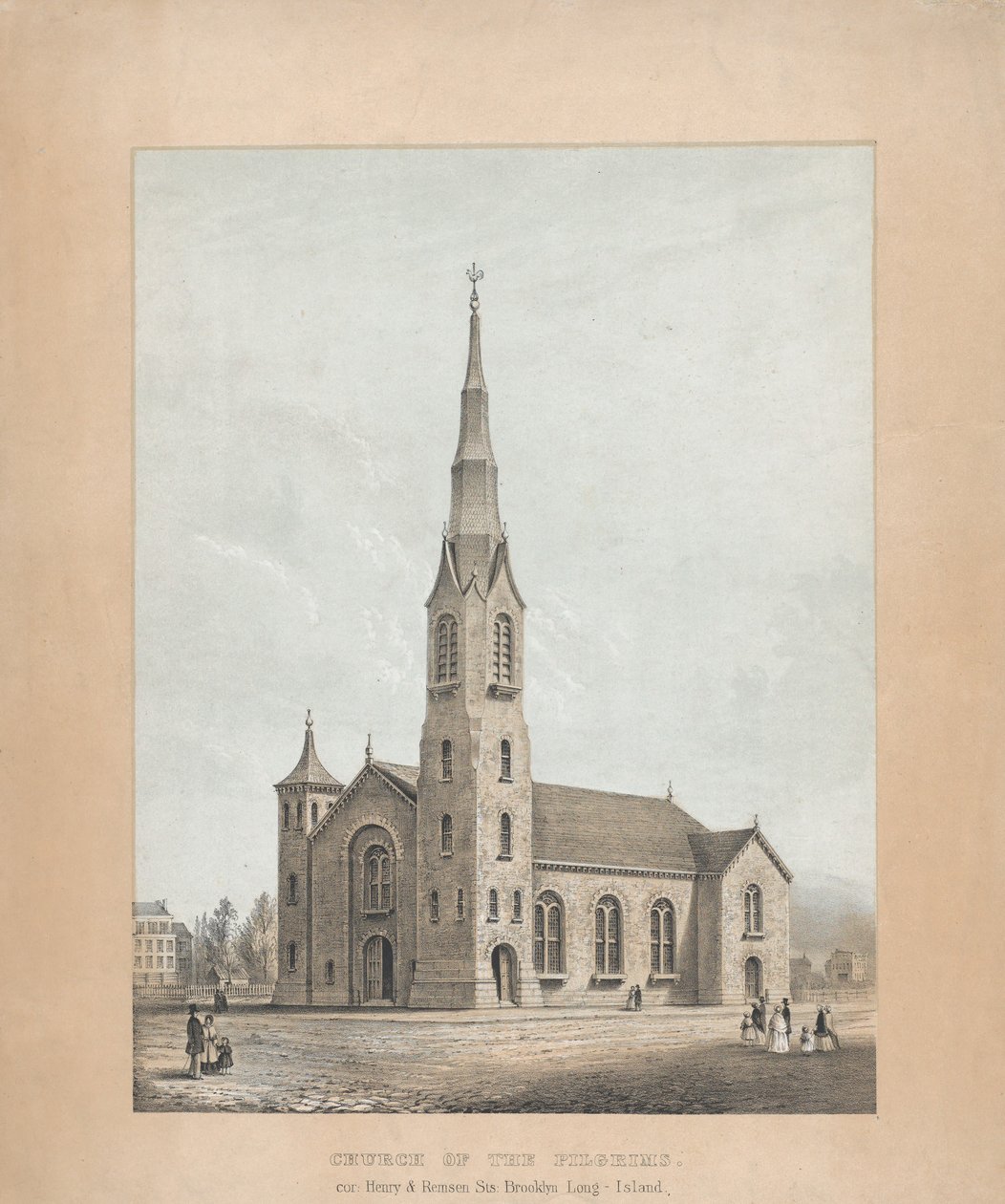 Church of the Pilgrims, Brooklyn, New York, 1844. od Frances Flora Bond Palmer