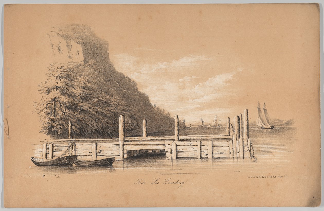 Fort Lee Landing, v: The New York Drawing Book, obsahující řadu originálních návrhů a..., 1847. od Frances Flora Bond Palmer