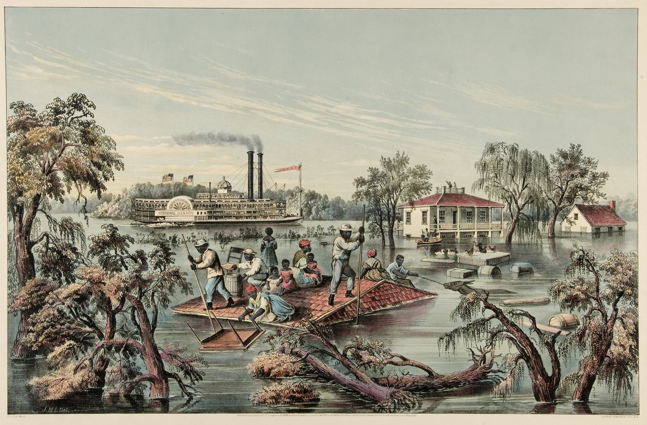 Vysoká voda v Mississippi, pub.1868 od Frances Flora Bond Palmer