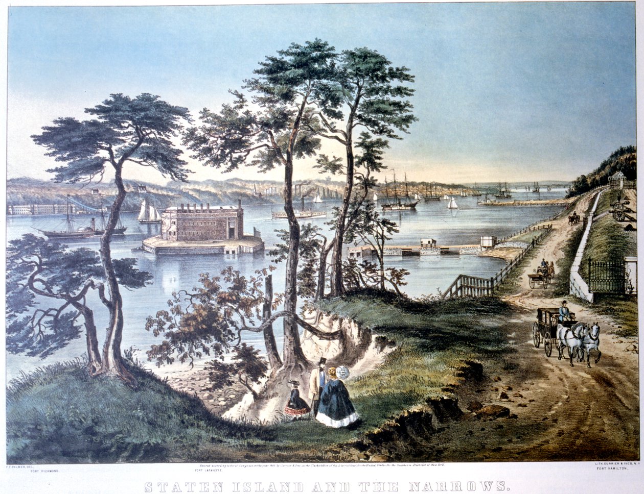 Staten Island and the Narrows, New York, USA, c1834-c1876 od Frances Flora Bond Palmer