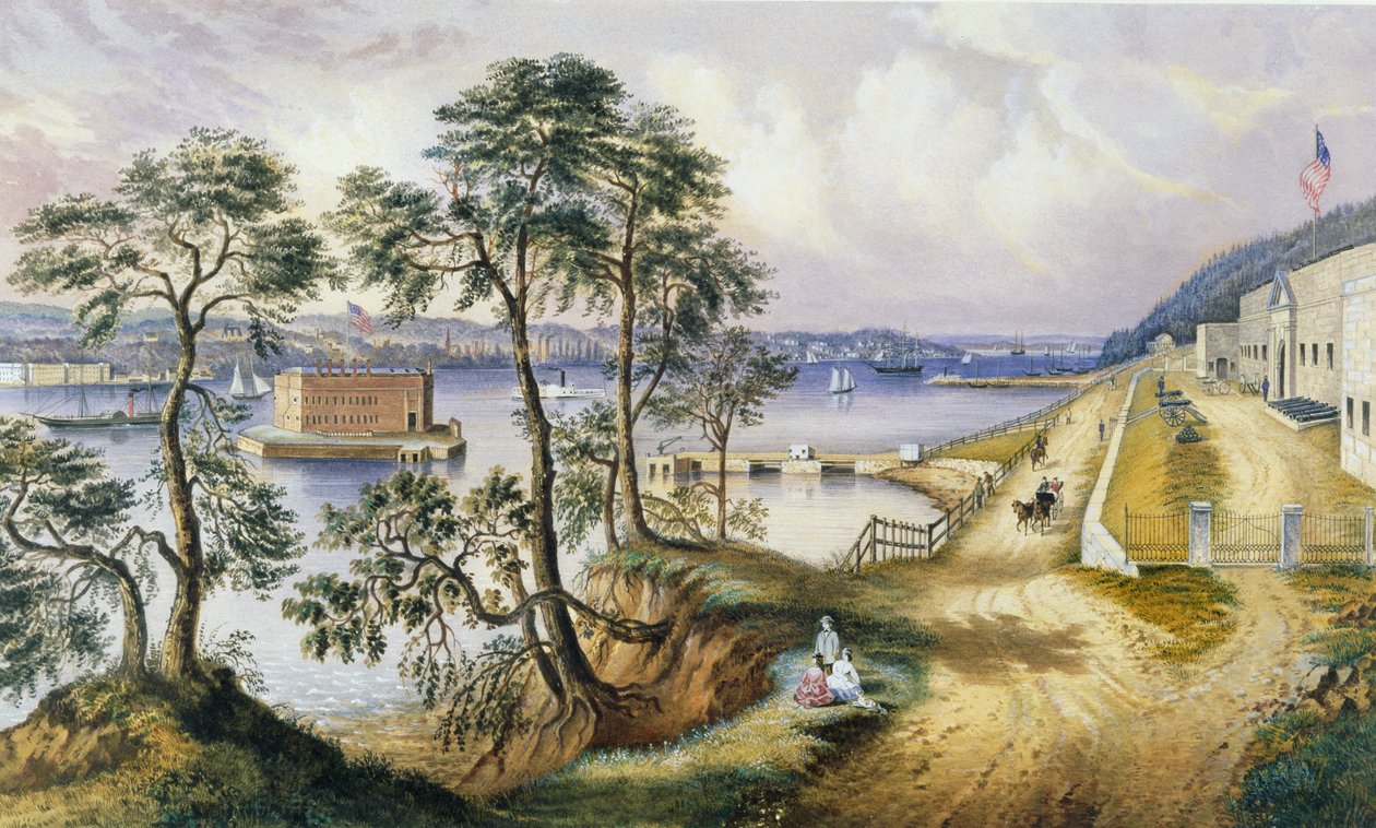 Staten Island and the Narrows z Fort Hamilton, NY, kolem roku 1861 od Frances Flora Bond Palmer