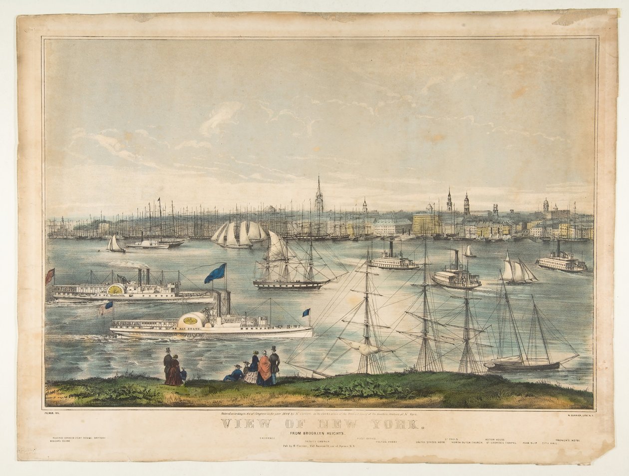 Pohled na New York z Brooklyn Heights, 1849. od Frances Flora Bond Palmer