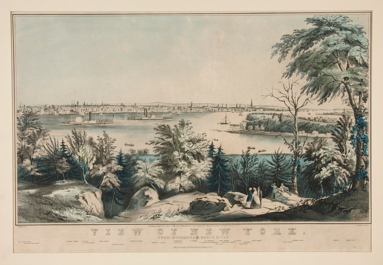 Pohled na New York z Weehawken-North River od Frances Flora Bond Palmer