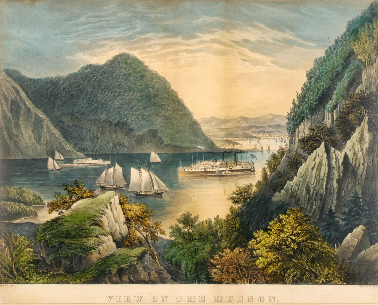 Pohled na řeku Hudson od Frances Flora Bond Palmer