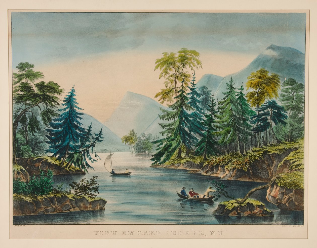 Pohled na jezero George, NY od Frances Flora Bond Palmer