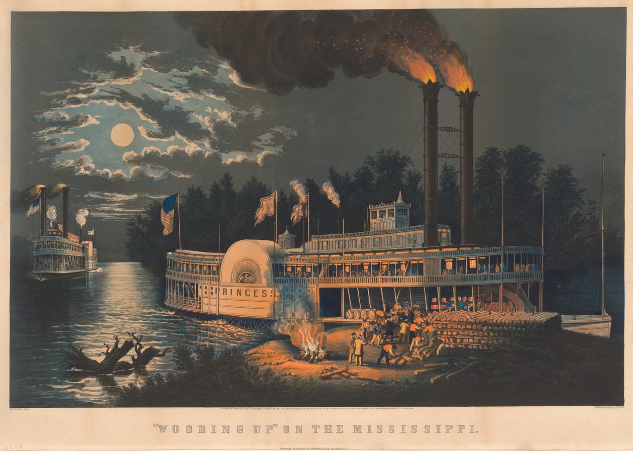 "Wooding Up" na Mississippi od Frances Flora Bond Palmer