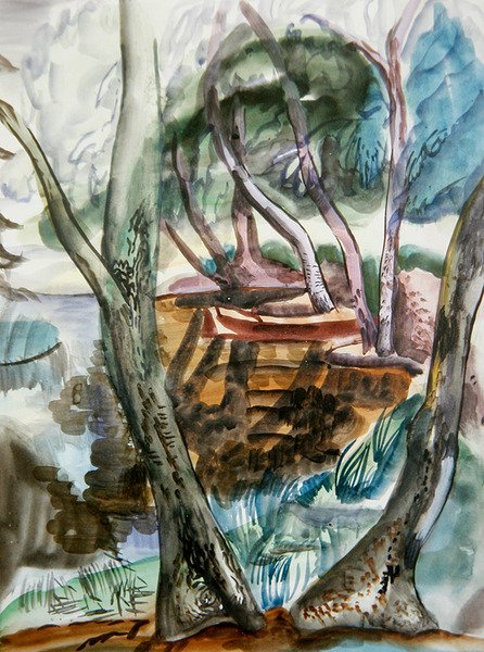 Krajina, cca 1935 (akvarel na papíře) od Frances Hodgkins