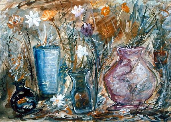 Vázy s květinami (akvarel na papíře) od Frances Hodgkins