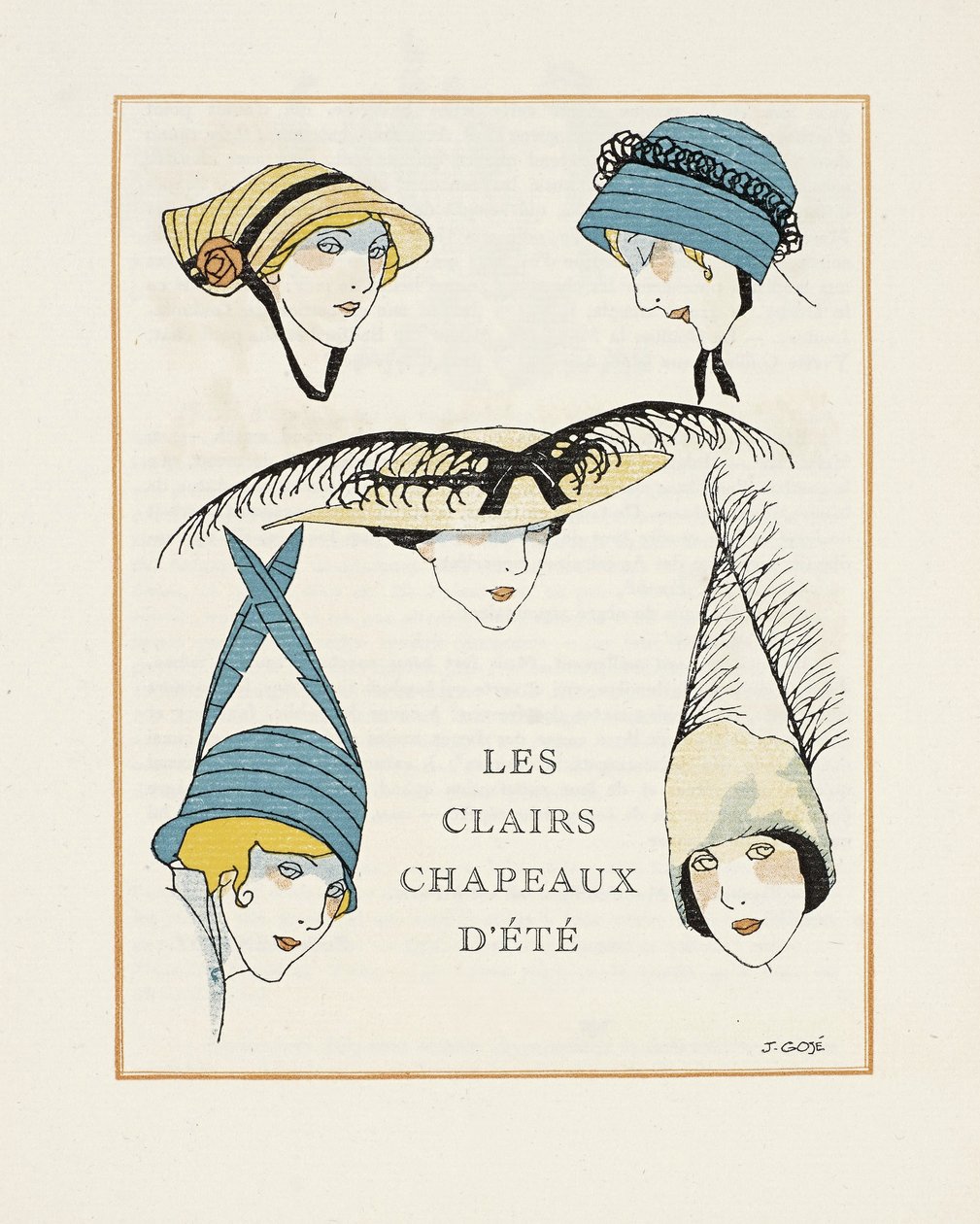 Les Clair Chapeaux dEte, hospoda. 1914 (tisk šablony) od Francesc Xavier Gosé