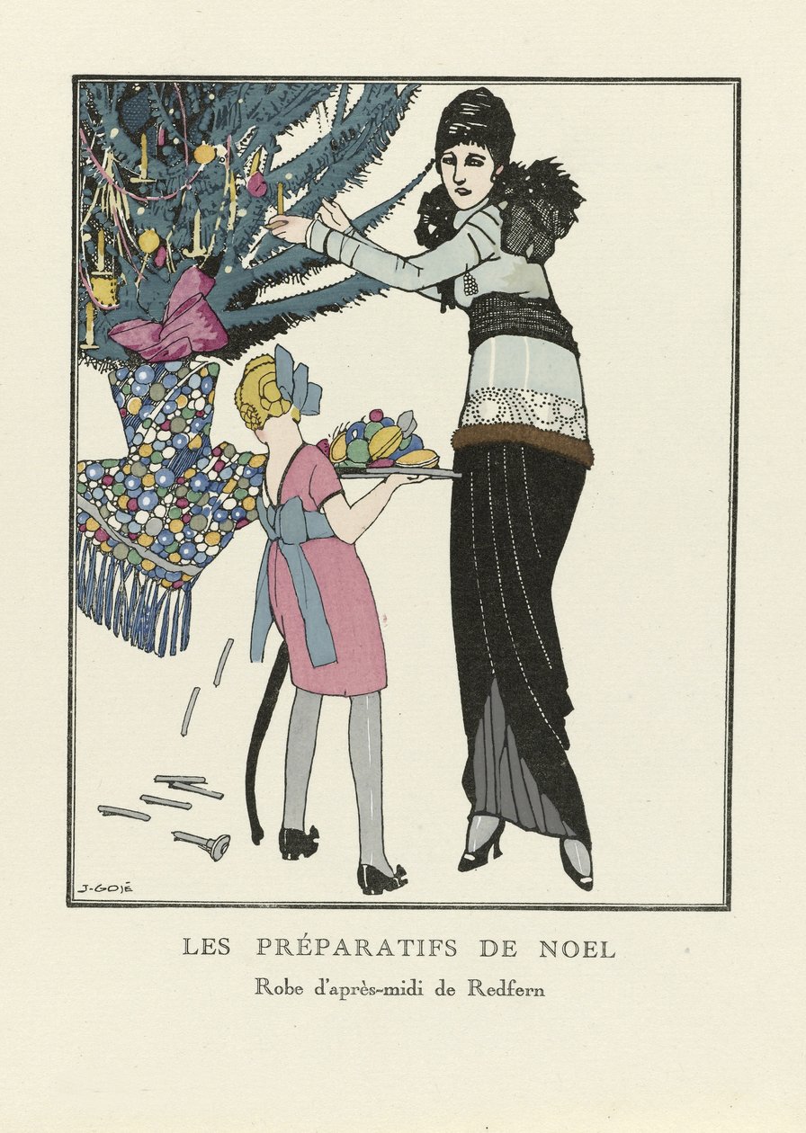 Vánoční přípravy, hospoda. 1914 (tisk šablony) od Francesc Xavier Gosé