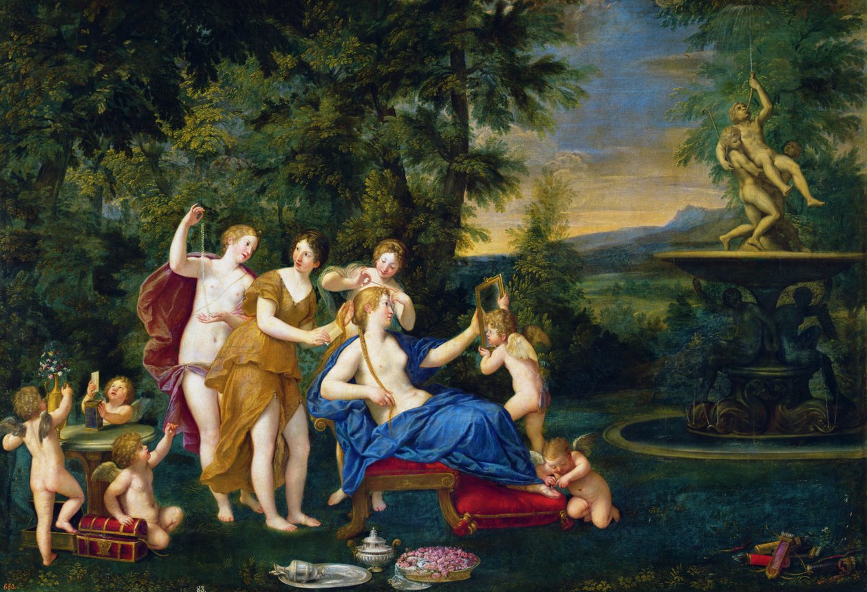 Venuše navštěvovaná nymfami a amory od Francesco Albani
