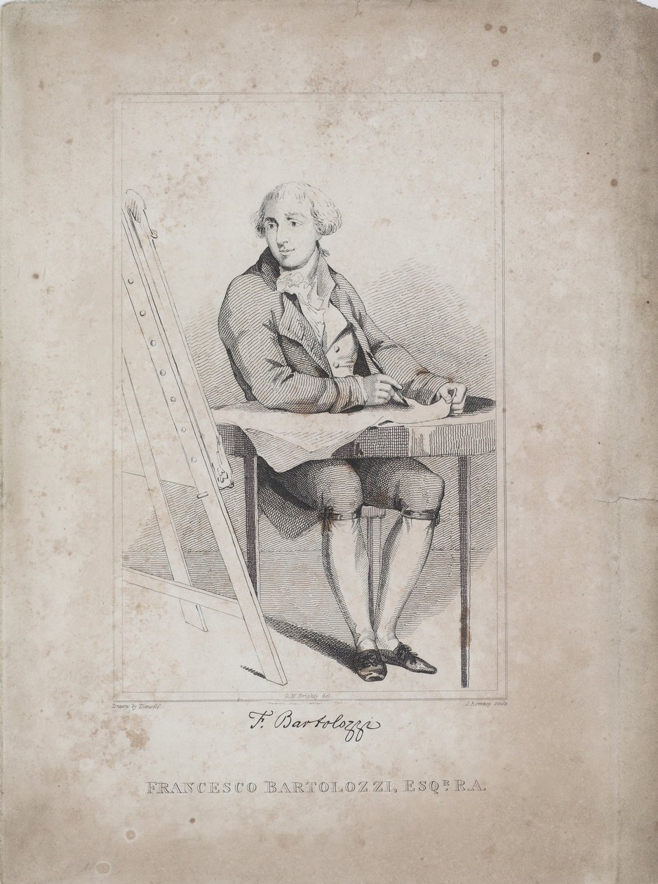 Francesco Bartolozzi, rytý George M. Brighty (nar. 1788) a John Romney (1786-1863), kolem 1810 od Francesco Bartolozzi