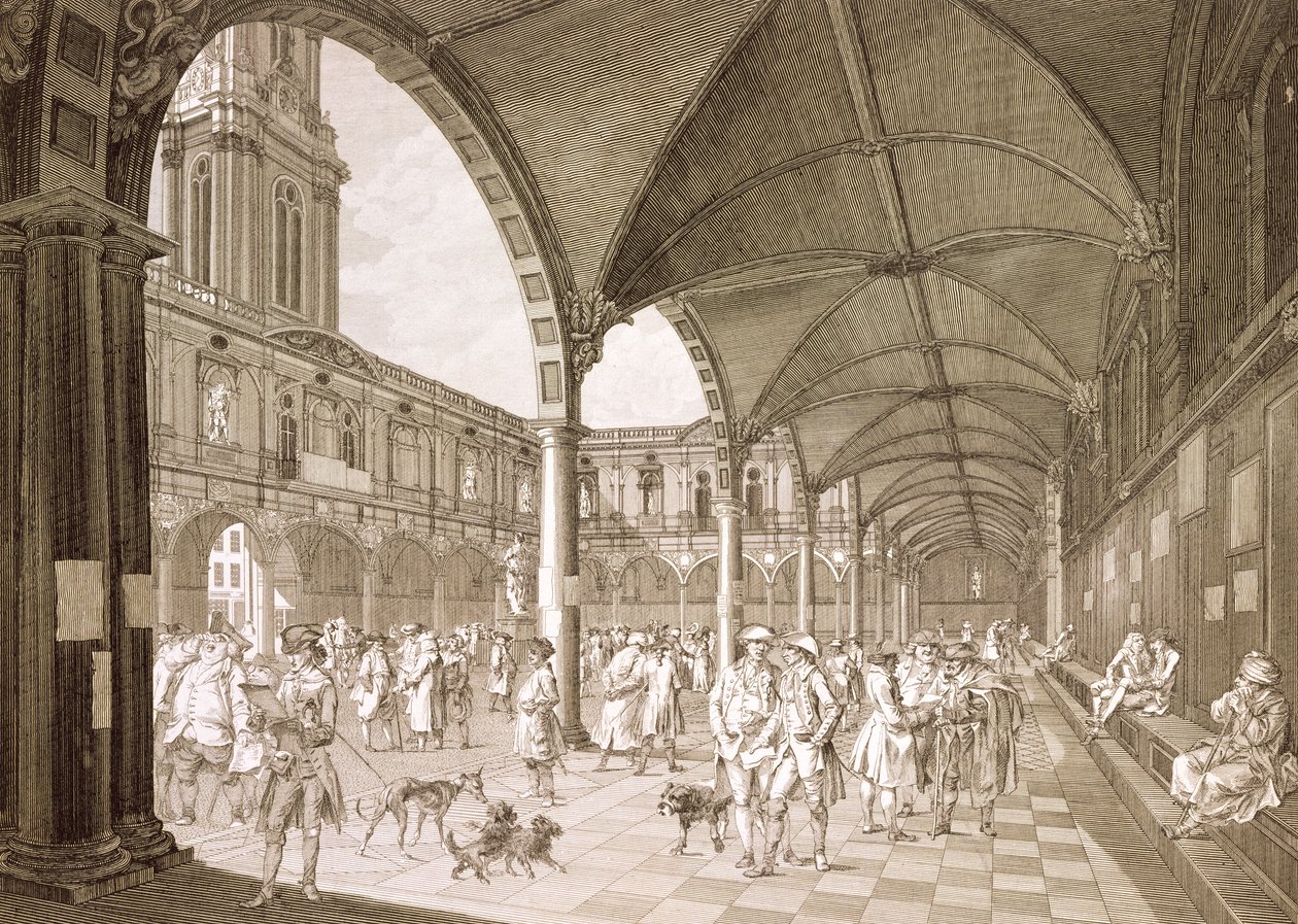 Interiér Royal Exchange, Londýn, 1788 (mědirytina) od Francesco Bartolozzi