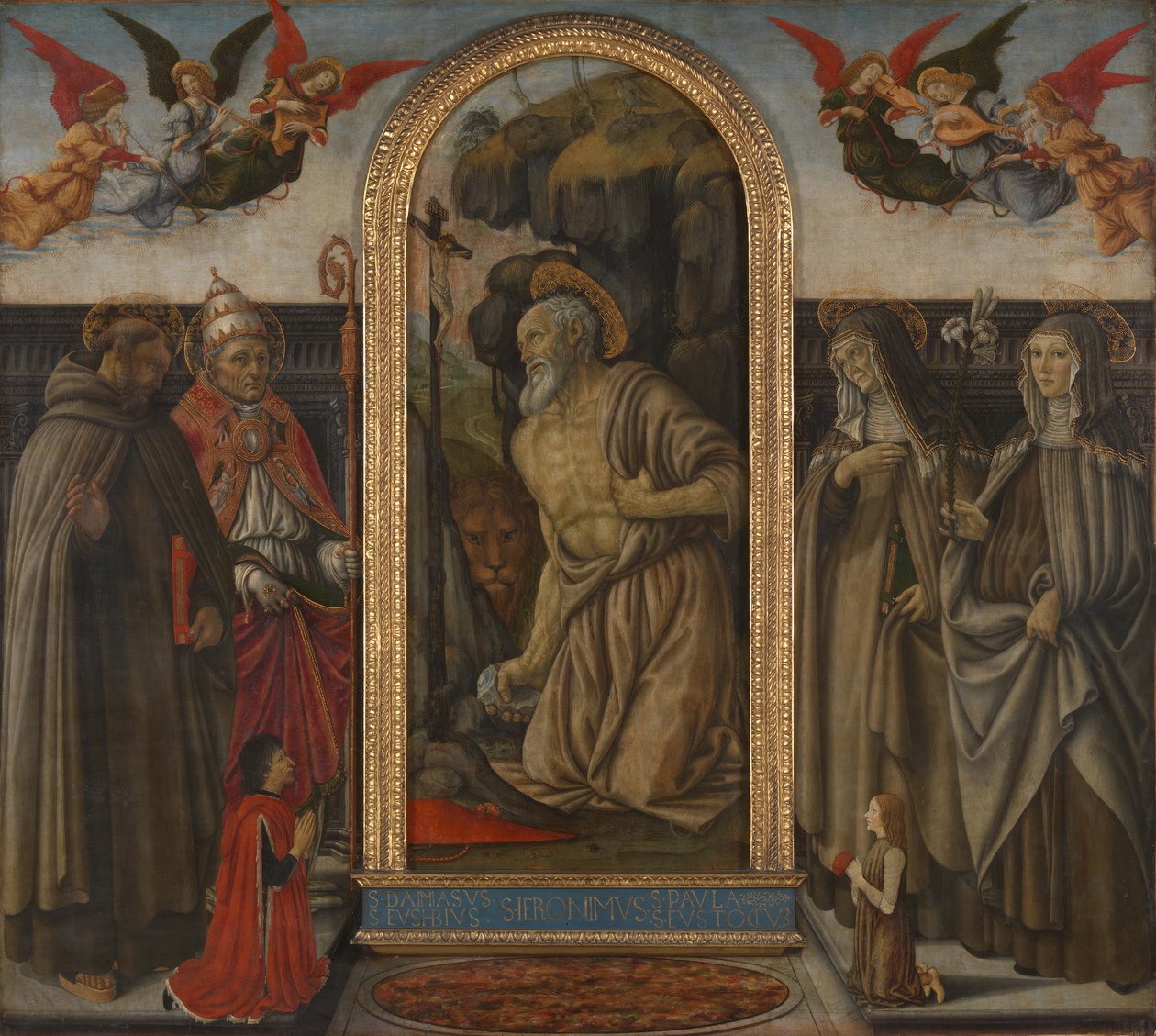 Svatý Jeroným v kajícnosti se svatými a dárci od Francesco Botticini