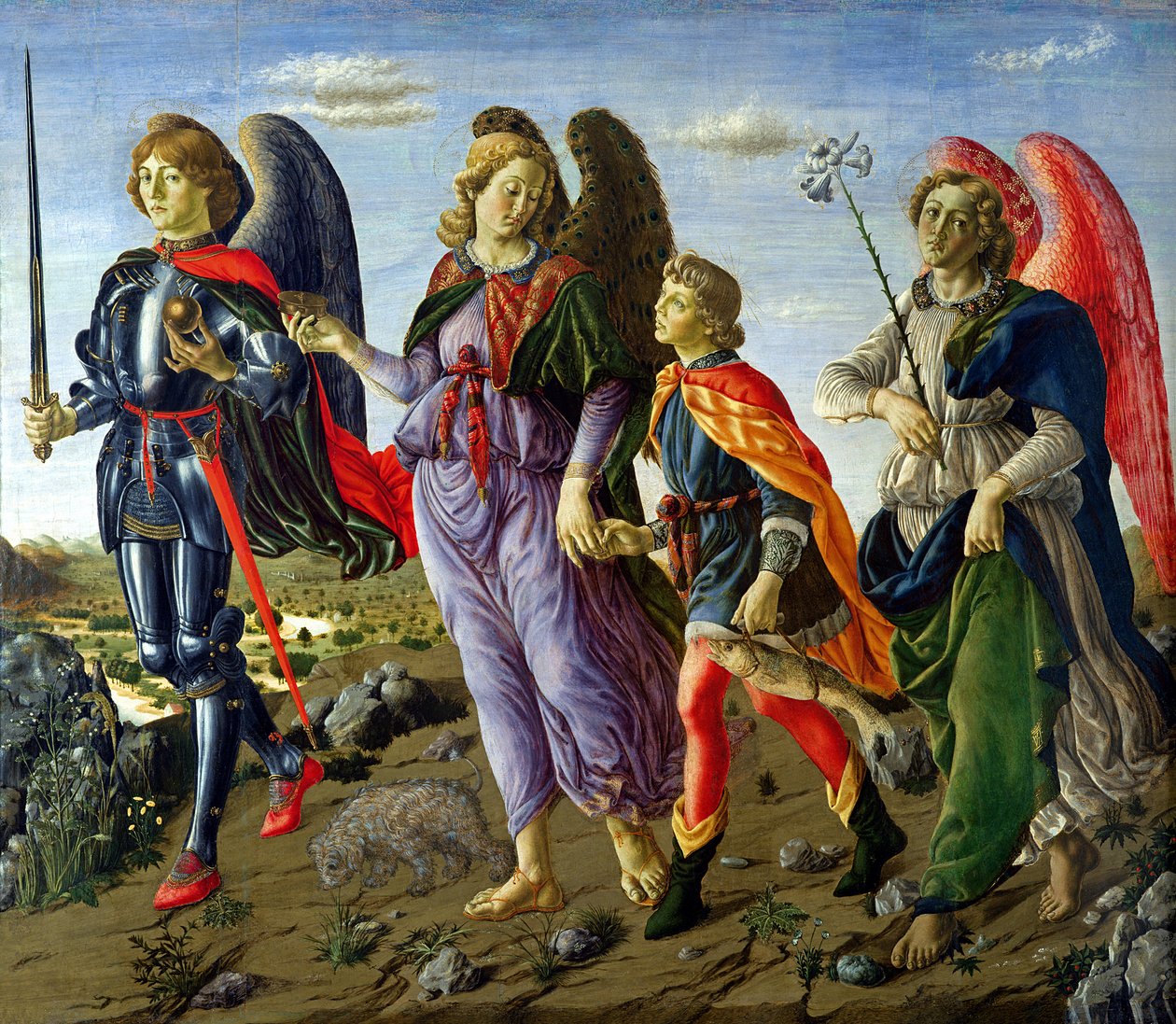 Tři archandělé a Tobiáš (tempera na panelu) od Francesco Botticini