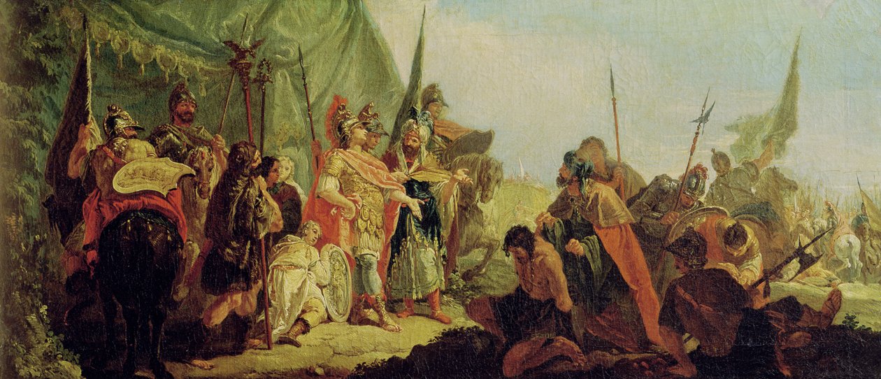 Alexandr Veliký (356-23 př. n. l.) a Porus od Francesco Fontebasso
