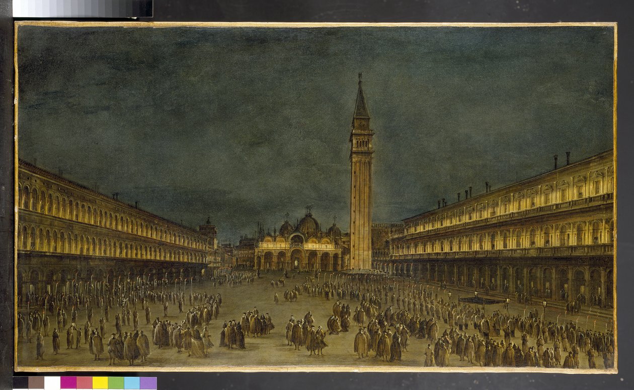 Noční procesí na náměstí Piazza San Marco, 1750-60 od Francesco Guardi