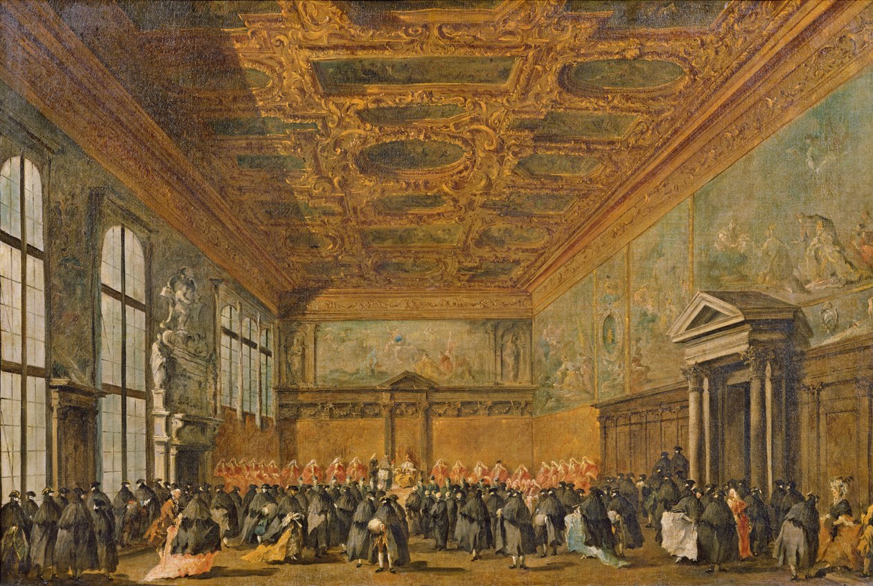 Audience udělená benátským dóžem v College Room v Dóžecím paláci, cca 1766-70 od Francesco Guardi