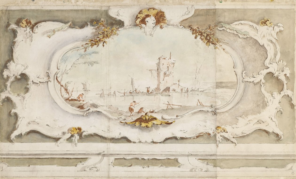 Dekorativní kartuš s krajinou od Francesco Guardi