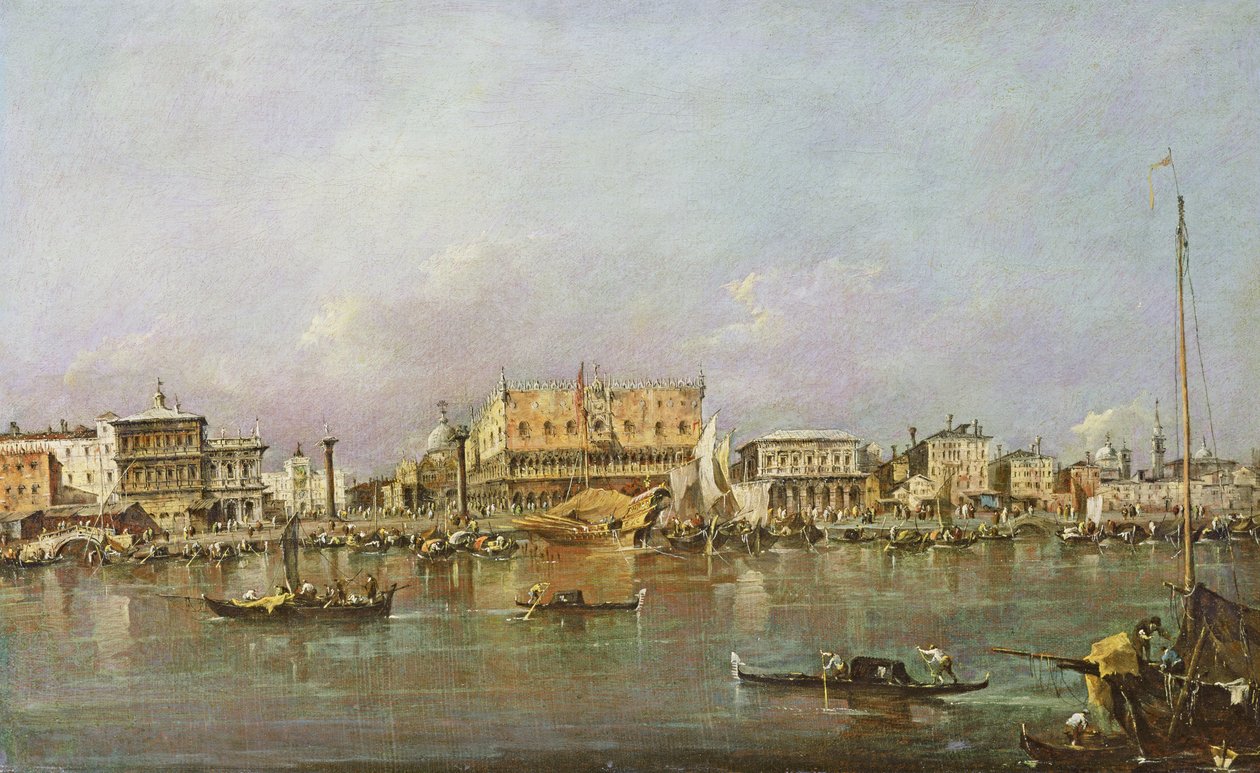 Dóžecí palác a pohled na pánev svatého Marka, Benátky od Francesco Guardi