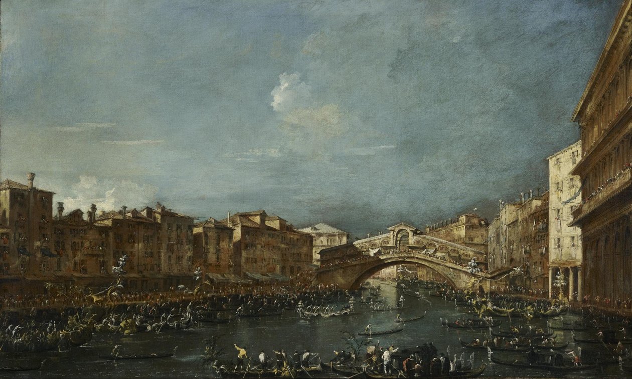 Regata u mostu Rialto od Francesco Guardi