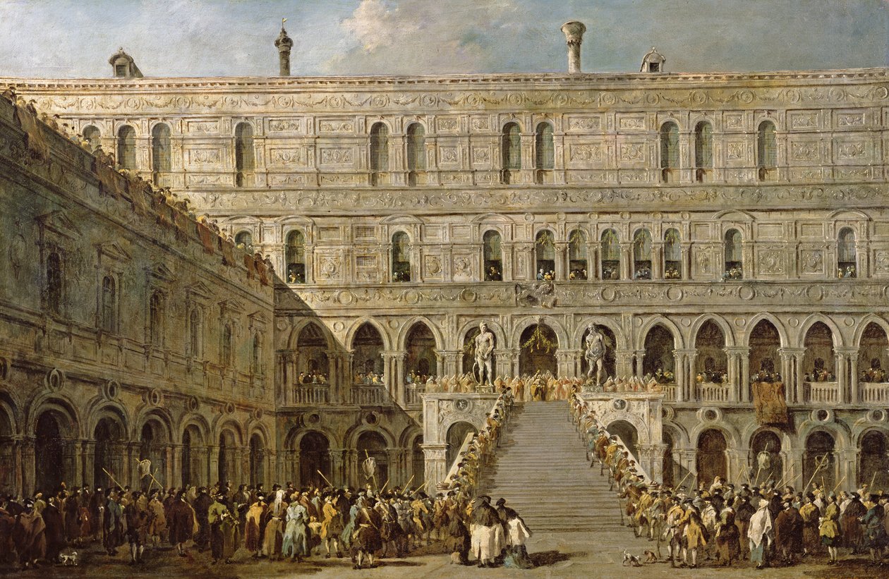 Korunovace benátského dóžete na Scala dei Giganti Palazzo Ducale od Francesco Guardi