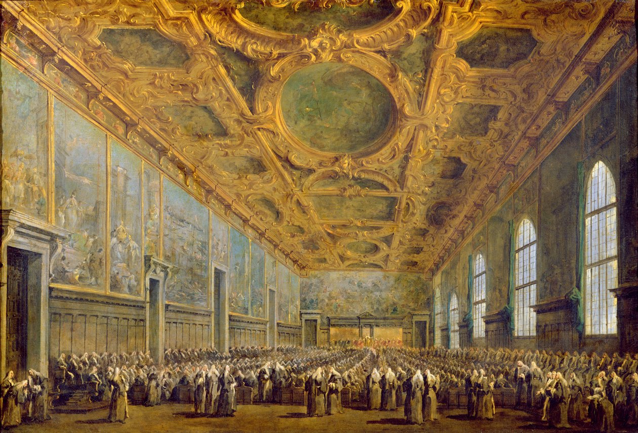 Benátský dóže děkující koncilu, po roce 1775 od Francesco Guardi